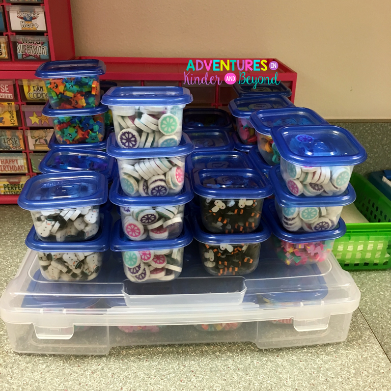 Adventures in Kinder and Beyond How to Store those Mini Erasers