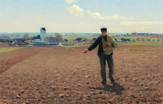 1914, H.A. Brendekilde, En sædemand på marken ved Brendekilde Kirke