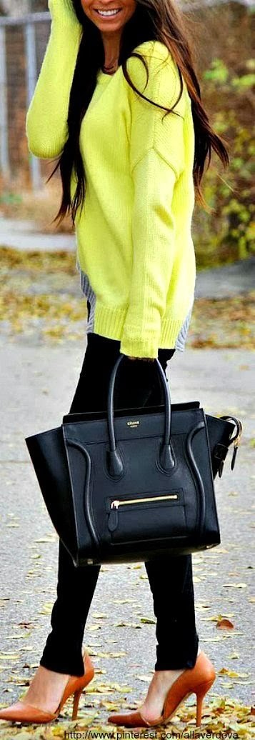 See more Shoes ,Bag and neon sweater http://fashionshigh.blogspot.com/
