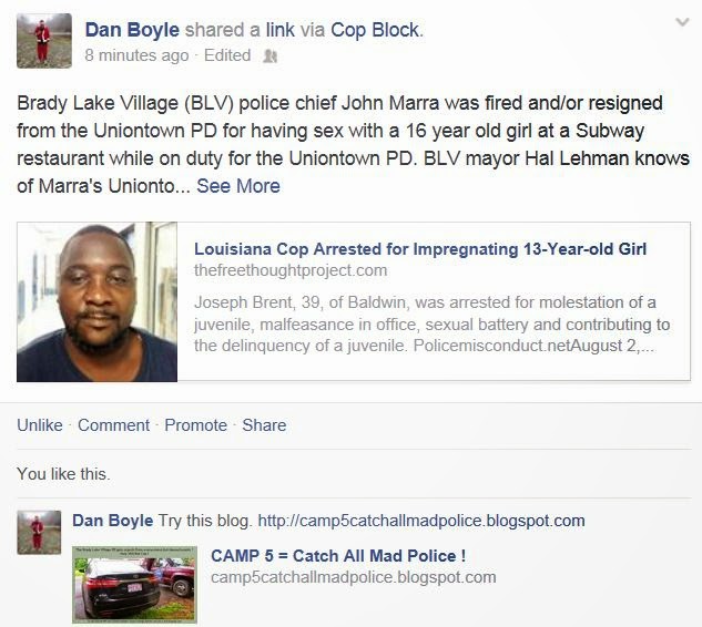 Brady Lake Village police chief John Marra needs to be Cop Blocked !