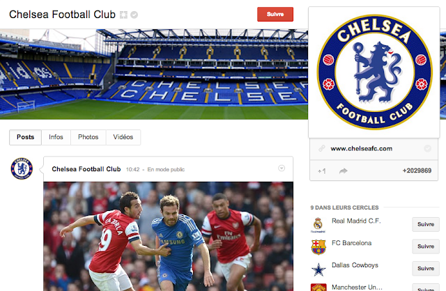 Google + of Chelsea Football Club