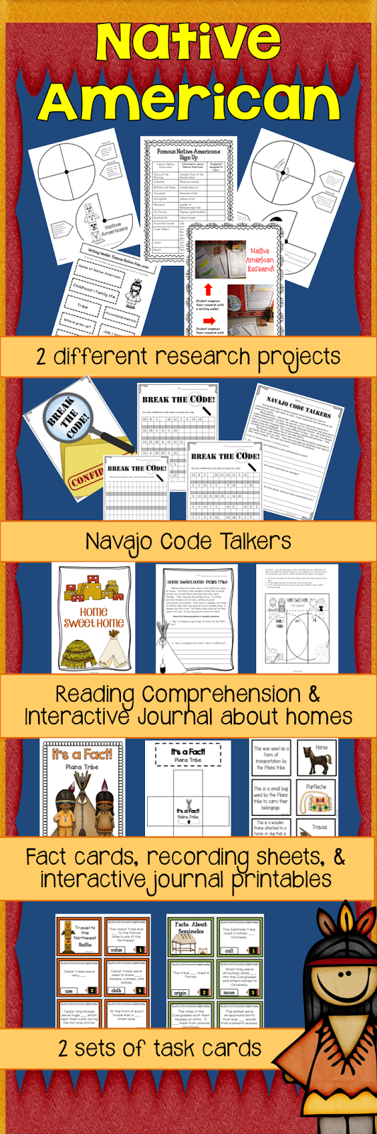 Native Americans Research, Interactive Journals, Task Cards, & More