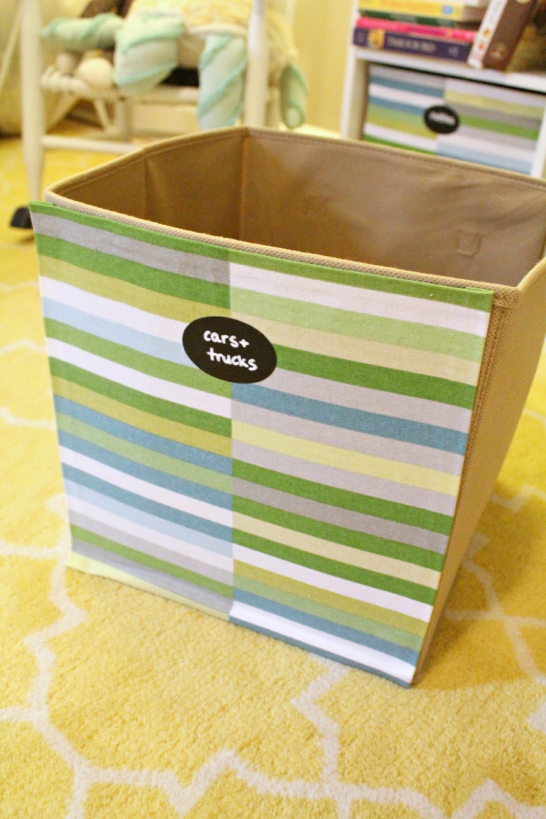 Ten June How to Spruce Up Cloth Storage Bins with Fabric