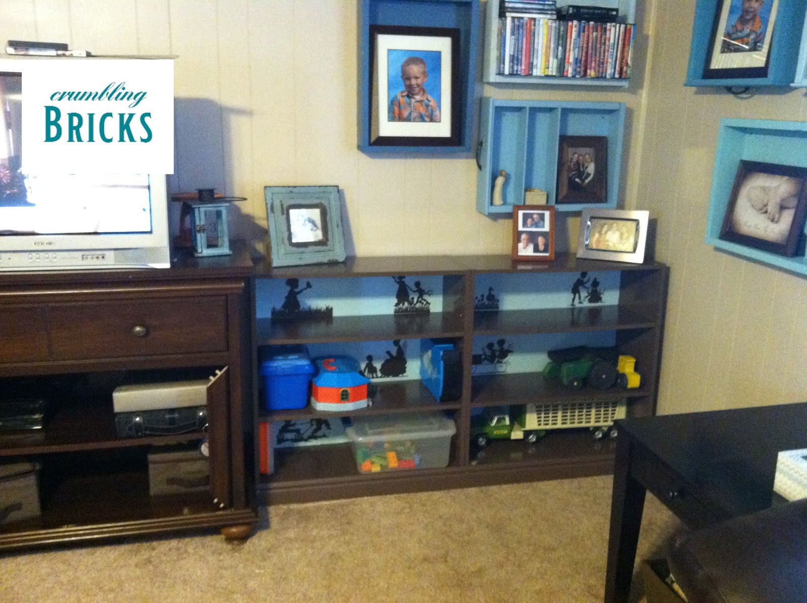 Crumbling Bricks Walmart Bookshelf Makeover