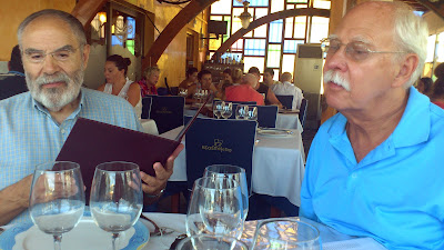 Stuart & Don W ponder what to order at El Almejero