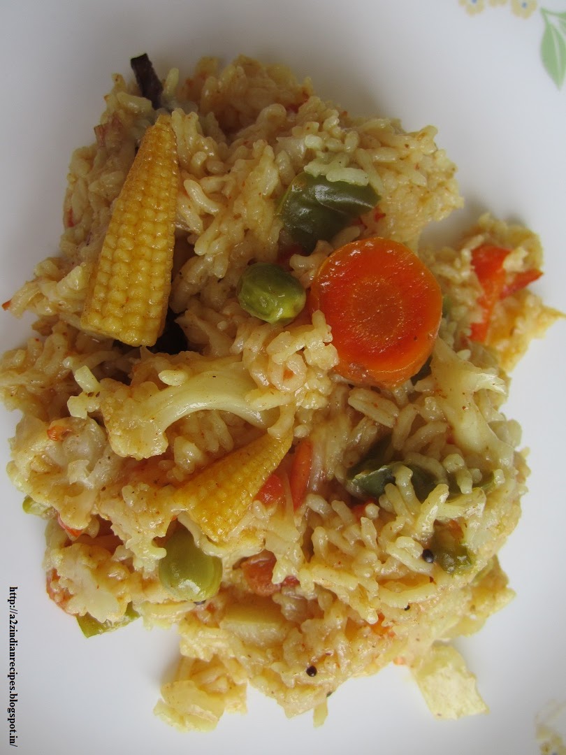 a2zindianrecipes Instant Vegetable Rice