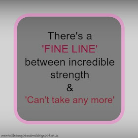 "There's a Fine Line between incredible strength and Can't Take Anymore." quote via @stuckinscared | Mental Health | Mental Illness. 