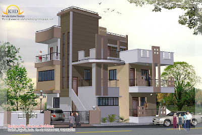 3 Story House Plan and Elevation view 1- 248 Sq M (2670 Sq. Ft.)