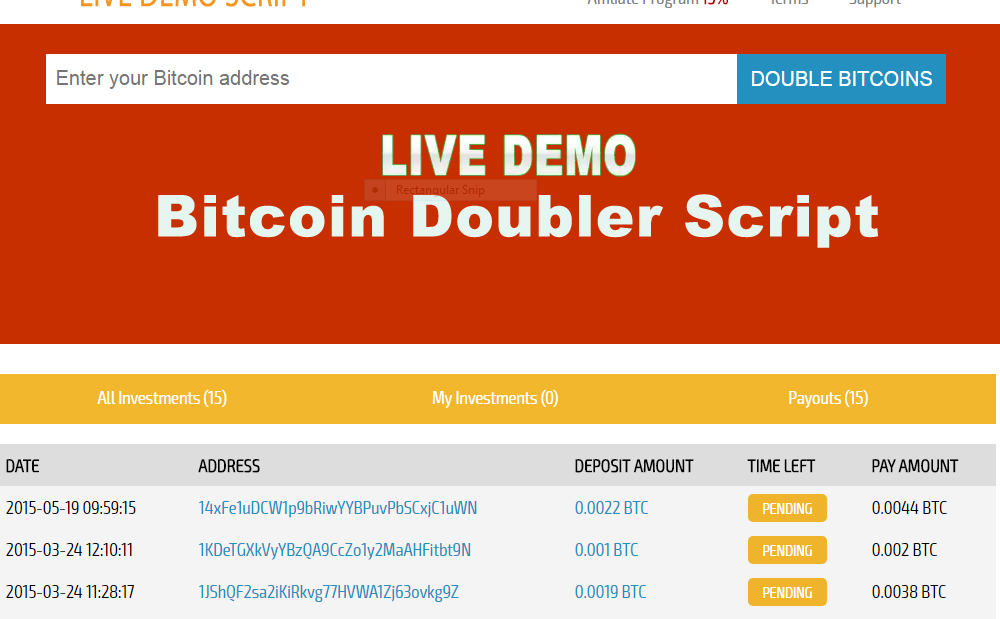 Bitcoin doubler script for sale