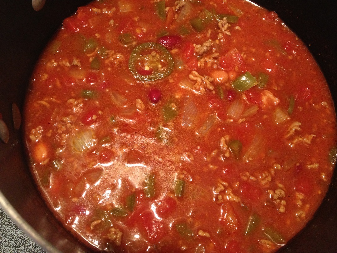 theGREENhs Chili with Beef, Beans, Jalapeños, Onion and Green Pepper