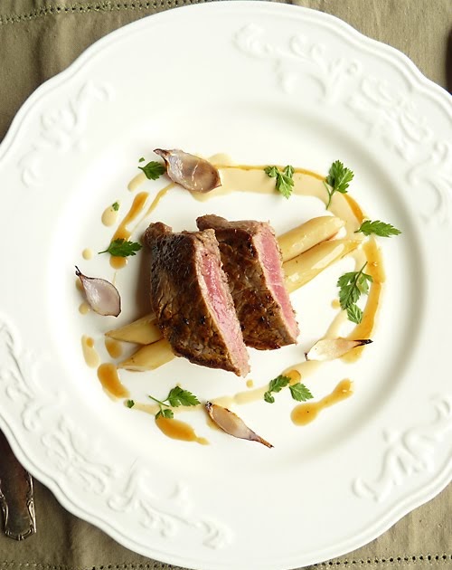 Almond Corner Beef Entrecote with Glazed Salsify, HorseradishCep