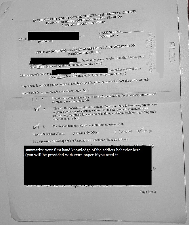 TAMPA DRUG ADDICTION Marchman Act