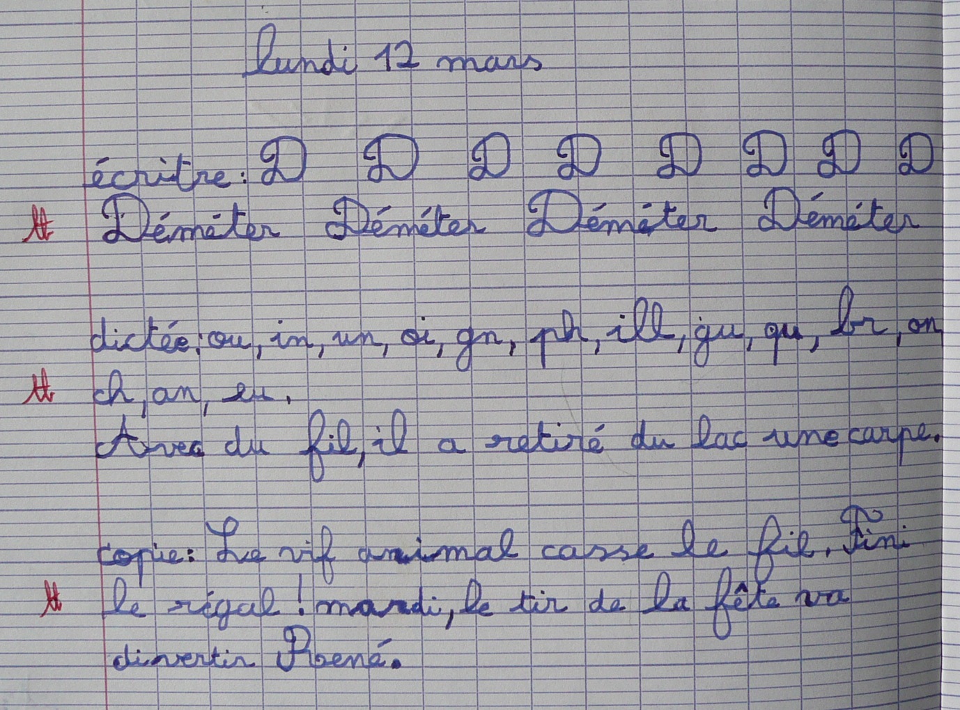 Le Cp D Amalthee 11 12 Semaine 22 Lundi 12 Mars 85 55