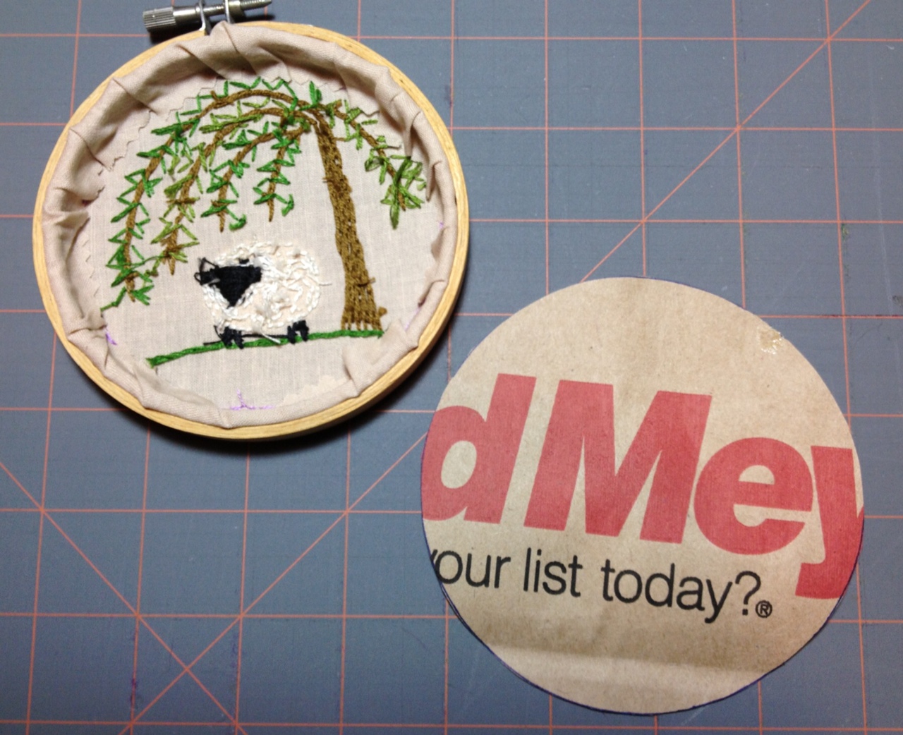 MooshieStitch How to Finish Back of Embroidery Hoop