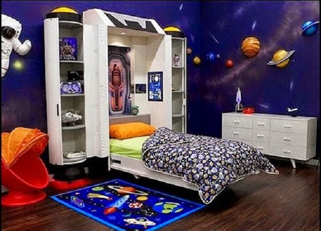 Dormitorios infantiles de universo : dormitorios Remodelacion de un cuarto juvenil sencillo para varones