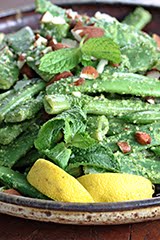 Romano Bean & Snap Pea Salad with Arugula Mint Pesto