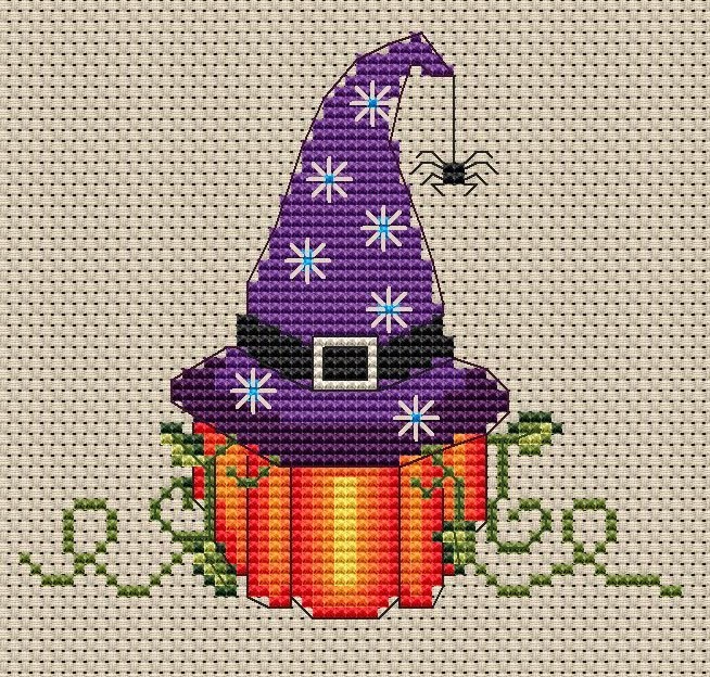 Crafts By Starlight Cross Stitch Mini Pumpkin Witch Stitch cross halloween cat patterns links