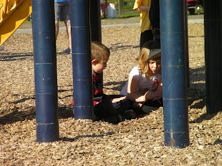 chocolate and juice under the slide climbing frame