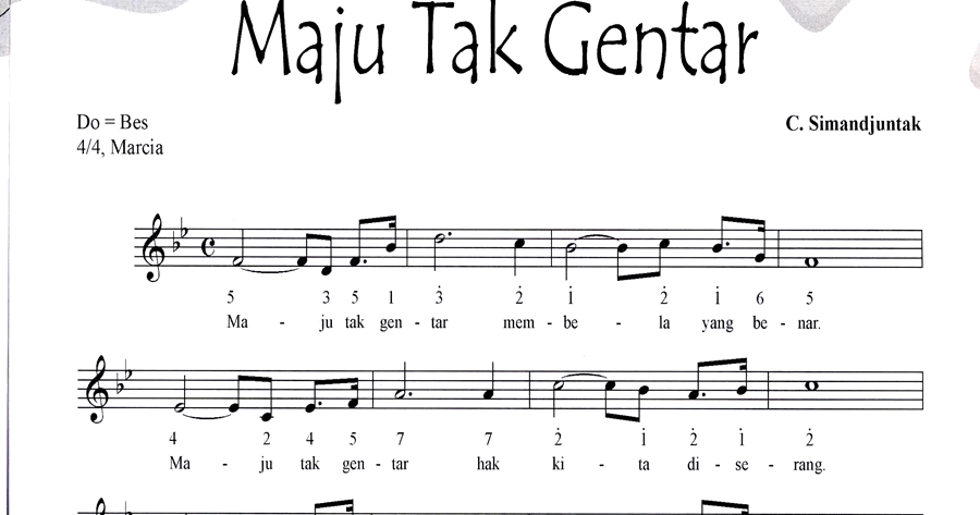 Not Angka Lagu Maju Tak Gentar