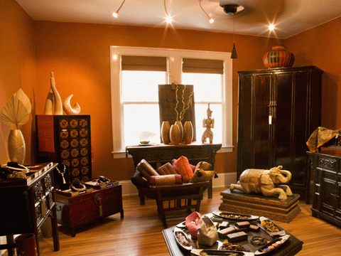 Salas en color naranja y marrón - Colores en Casa