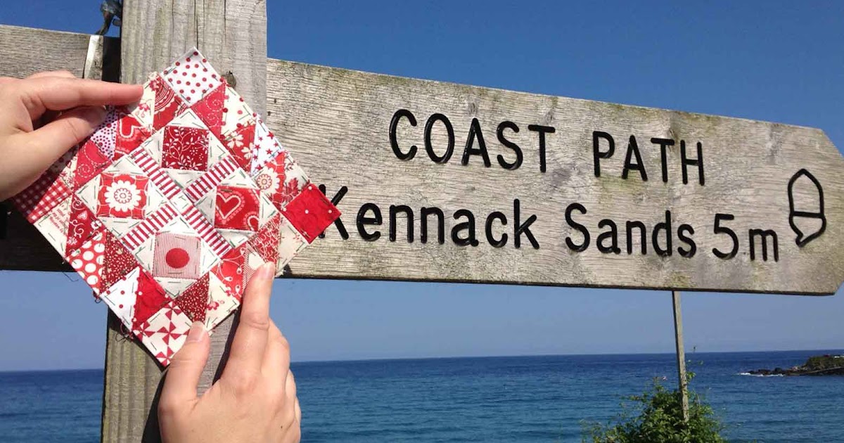 Fabadashery Nearly Insane Quilt Block 64, Cornwall Coastal Path