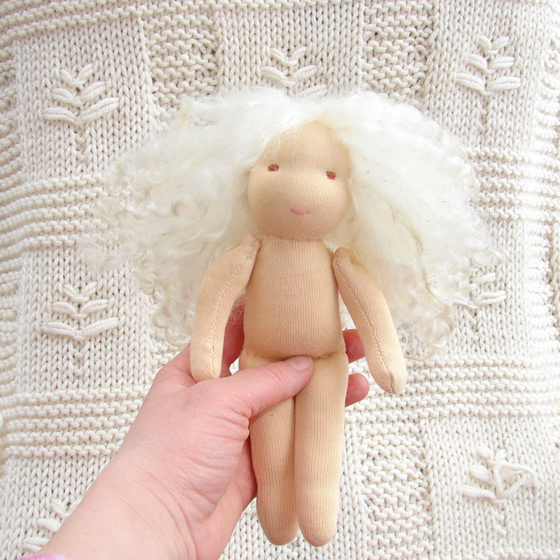 waldorf dolls, hand made doll hair alpaca, mohair curly long wool