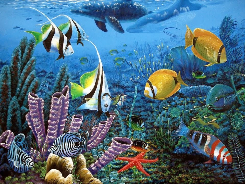 Acrylic on canvas by Artist Unnikrishnan... Amazing fish Tank art
