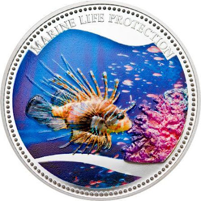 Palau coins Red Lionfish Dollar Colorful Coin Marine