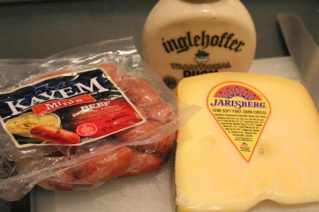 Ingredients for Bavarian pretzel sliders with Kayem Minis
