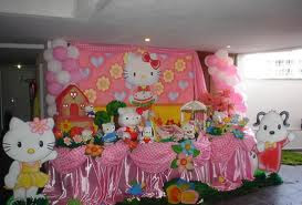 Decoración con globos y telas con hello kitty , la gatita más ...