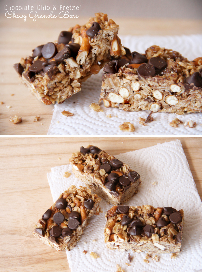 on the brightside... recipe chocolate & pretzel chewy granola bars