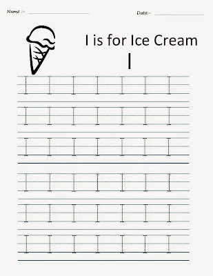 Kindergarten Worksheets: Printable Tracing Worksheets - Alphabet I