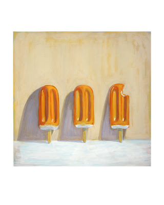painting of three creamsicle popsicles