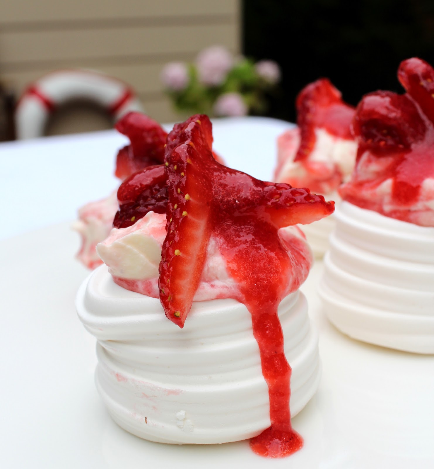 Meringue Birds Nests with Mascarpone and A Strawberry Coulis An Easy
