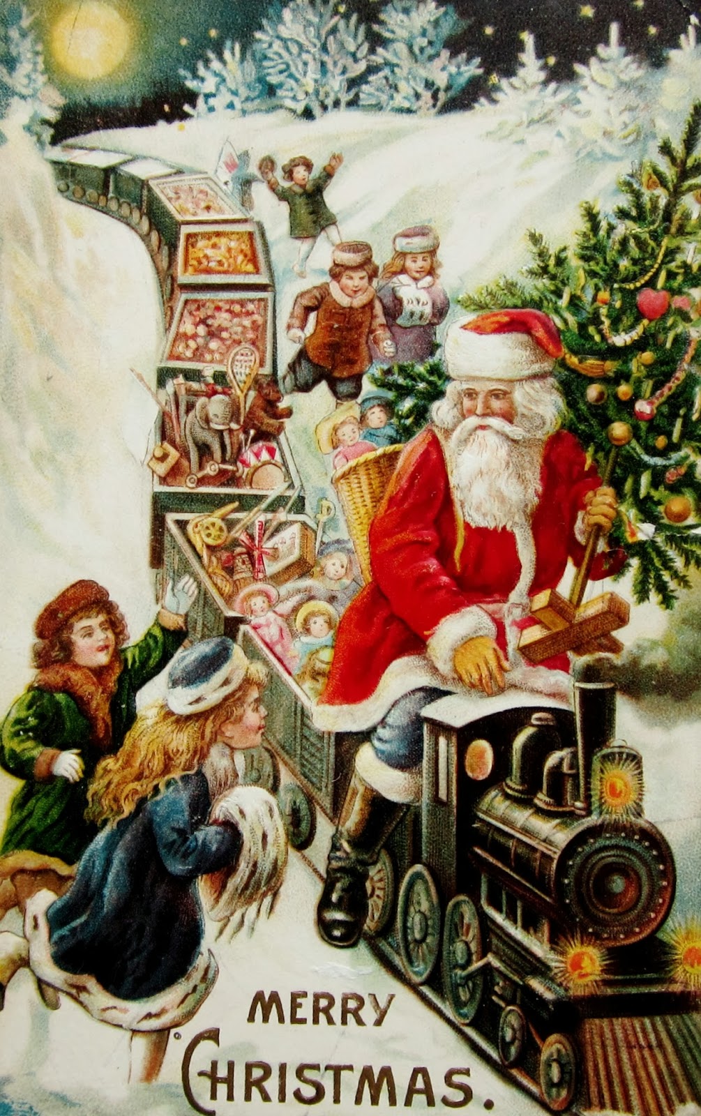 postcardiva postcard blog SANTA CLAUS with No Sleigh CHRISTMAS Postcards