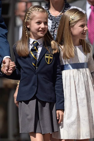 King Felipe VI of Spain, Queen Letizia of Spain, King Juan Carlos of Spain, Queen Sofia of Spain and Princess Leonor of Spain and Princess Sofia of Spain 