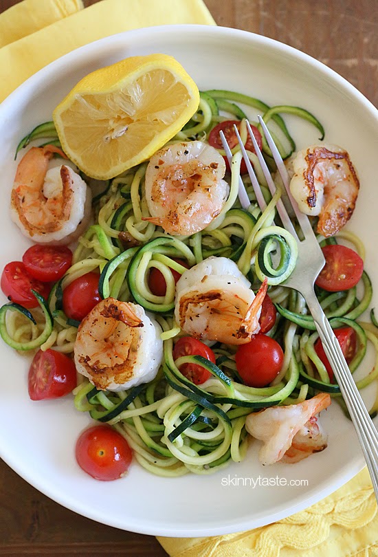 #Recipes: Zucchini Noodles (Zoodles) with Lemon-Garlic Spicy Shrimp