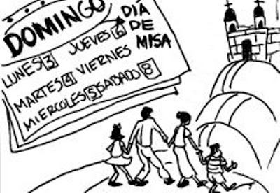 Dibujo tercer mandamiento "Santificarás las fiestas"