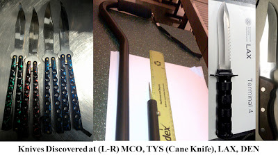 Assorted knives discovered at checkpoints around the country. Assorted knives discovered at checkpoints around the country.