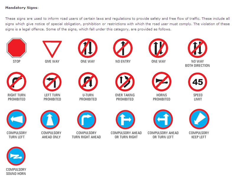 TAMILNADU POLICE TRAFFIC WARDEN'S ORGANIZATION TIRUPUR Important Road Traffic Signs