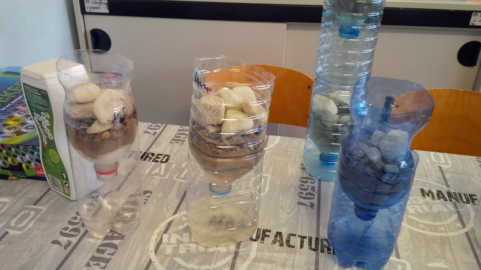 Vierde leerjaar Les techniek een waterfilter maken. Verbluffende