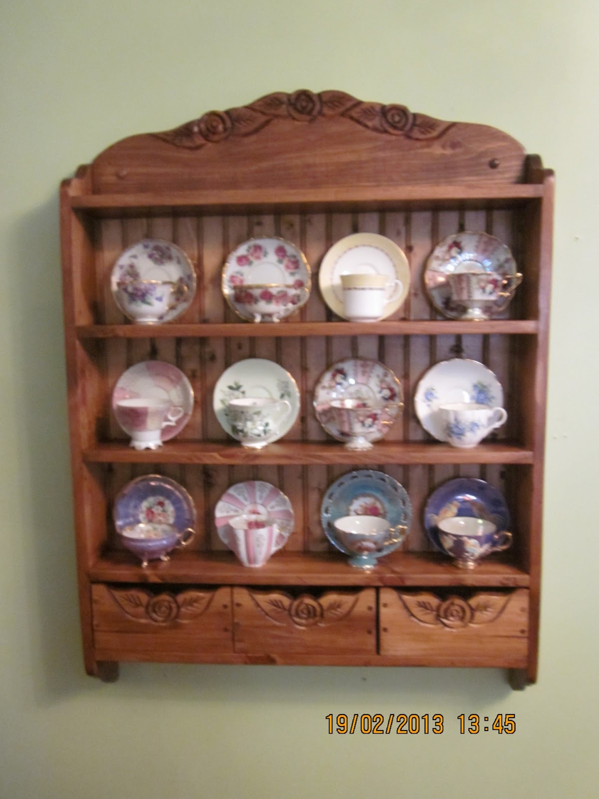 Eugenie's Woodworking Blog 12 Cup, Tea Cup Shelf, Conessieur edition