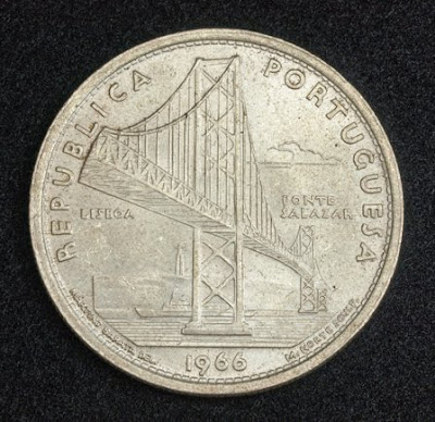 Portugal 20 Escudos coin Salazar Bridge
