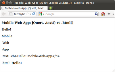 jQuert: .text() vs .html() jQuert: .text() vs .html()