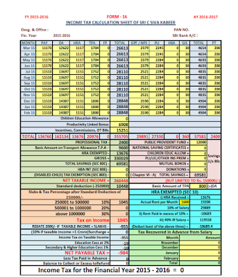 Income Tax Calculation Sheet With Excel Calculator - SA POST