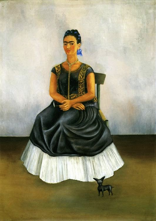Frida Kahlo self portrait with itzcuintli dog inspired accessories -  accessori ispirati all'autoritratto con cane itzcuintli di Frida Kahlo