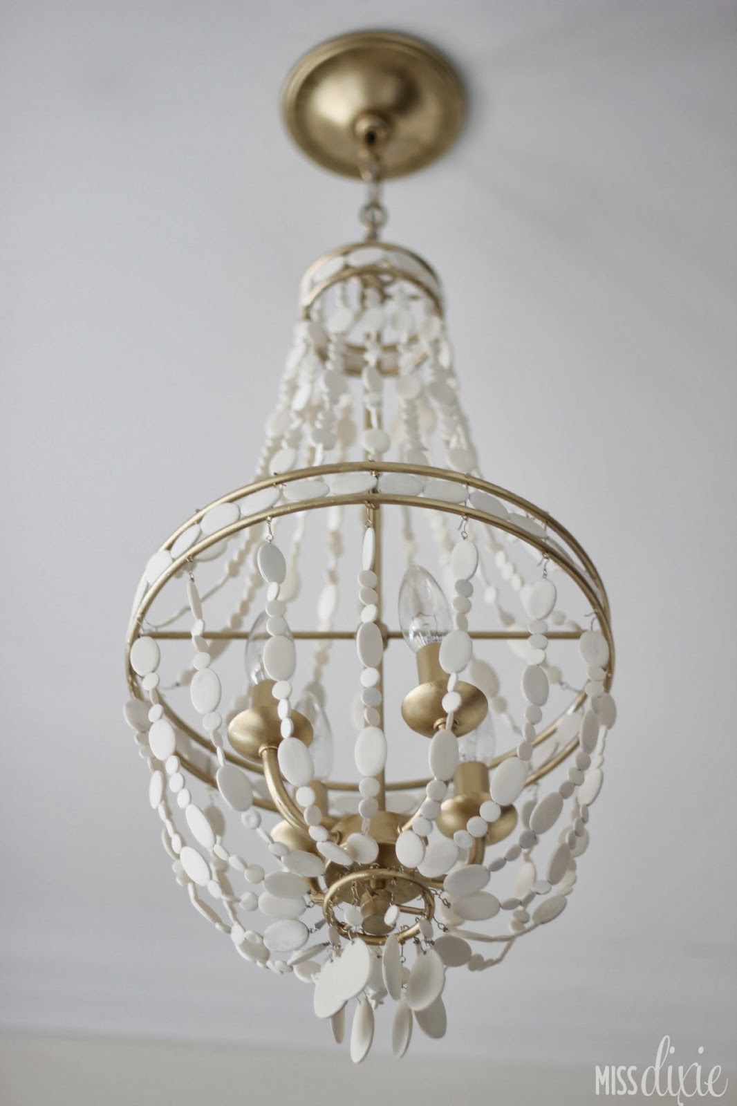 diy chandelier miss dixie diy gold white beaded chandelier diy chandelier miss dixie diy gold white beaded chandelier