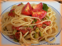 Spaghetti speck, zucchine e pomodorini