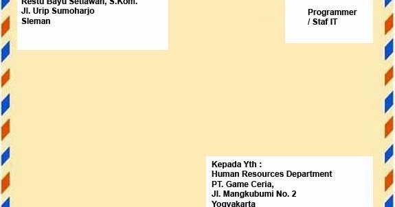 Kumpulan Soal Pelajaran 4 Contoh Amplop Lamaran Kerja Pt