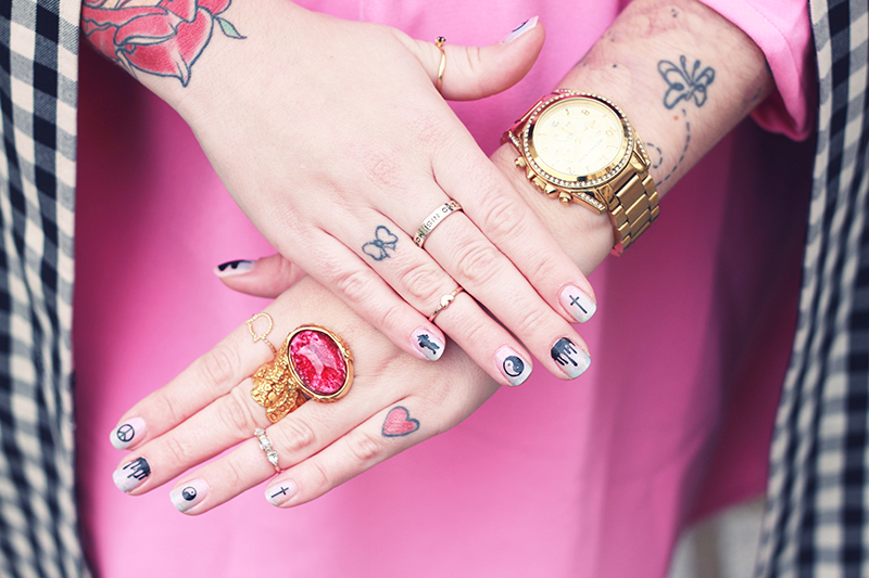 nail art tattoos midi rings ysl arty pink